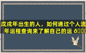 戊戌年出生的人，如何通过个人流年运程查询来了解自己的运 🐟 势
